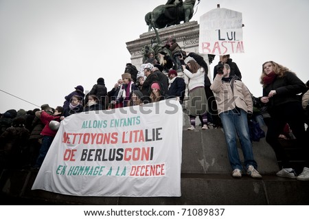 MILAN, ITALY - FEBRUARY 13: demonstration held in Milan February 13, 2011. Women protest against berlusconi's goverment to safeguard their rights humiliated by the Prime Minister