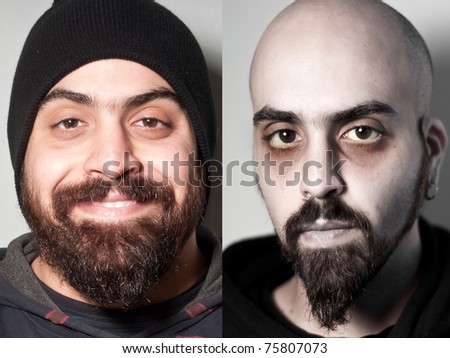 before and after of sick man drugged and wasted