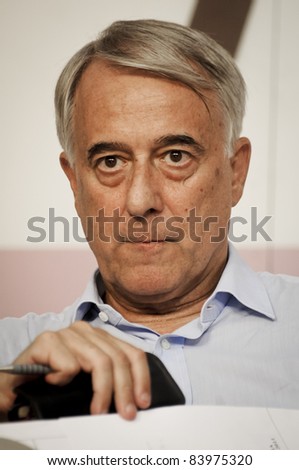 MILAN, ITALY - SEPTEMBER 03: Giuliano Pisapia at the Democratic Party held in Milan September 3, 2011. Present at the party the mayor of Milan Giuliano Pisapia who spoke of the problems of the city