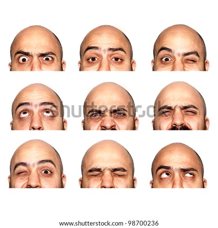 many half faces eyes expressions on white background