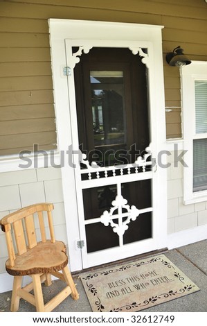 Old Farm House Door and Antique Chair
