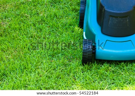 Lawn mover finished operating until short grass with front side horizontal view