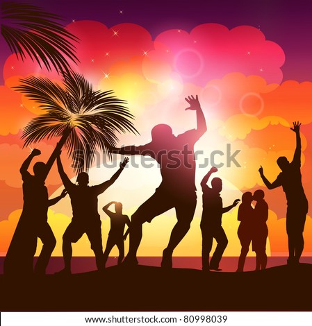 People Dancing-Beach Party Stock Vector Illustration 80998039 ...