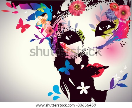 Girl with mask/Vector illustration