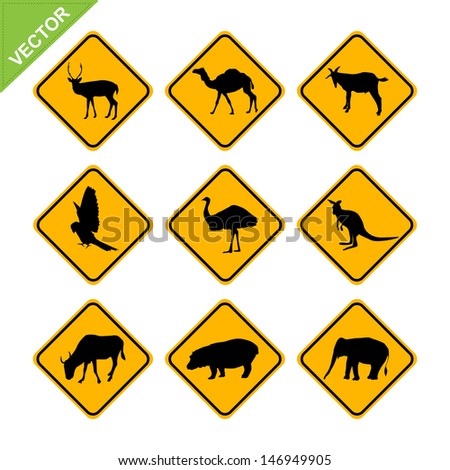 Animal Traffic Sign Vector - 146949905 : Shutterstock