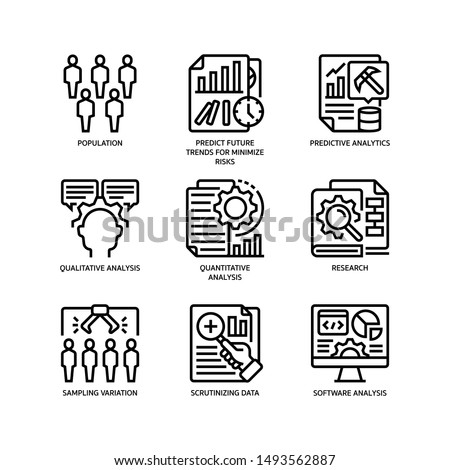 Statistical Analysis icons set outline style Photo stock © 