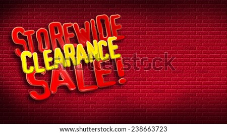 Storewide Clearance Sale logo on brick background. Designed for use as postcard promoting January or After Christmas Sale for a retail establishment.