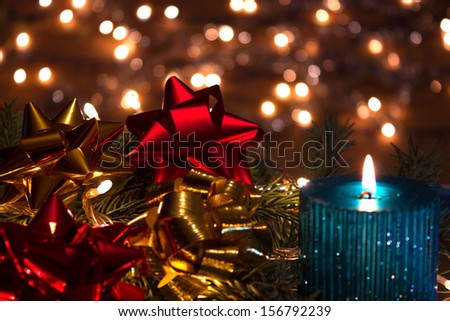 Beautiful ornaments and candles as a New Year decoration, New Year decorations, photography