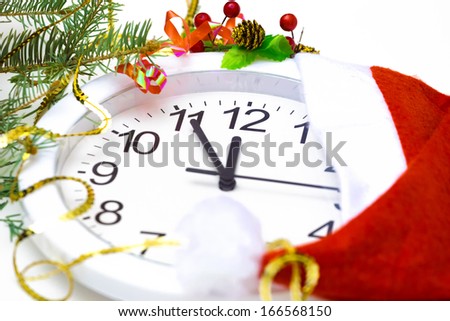 Clock shows a couple of minutes until the start of the New Year, Happy New Year, photography