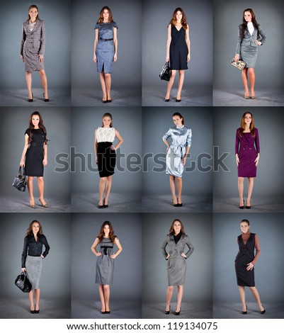 girls in different clothes, spring summer collection clothes