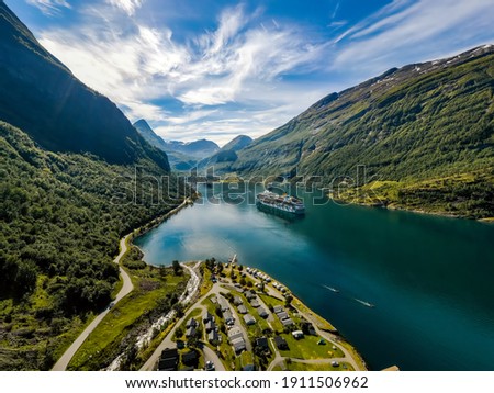 Geiranger fjord, Beautiful Nature Norway. The fjord is one of Norway's most visited tourist sites. Geiranger Fjord, a UNESCO World Heritage Site