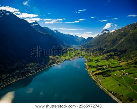 Similar – Image, Stock Photo Landscape in Norway Nature