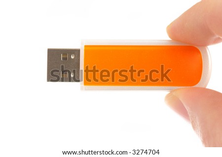 USB computer memory stick on a white background