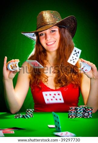 Photo of the girl with playing cards