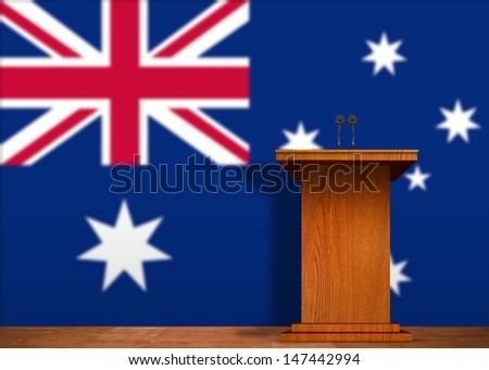 Podium and Australian Flag