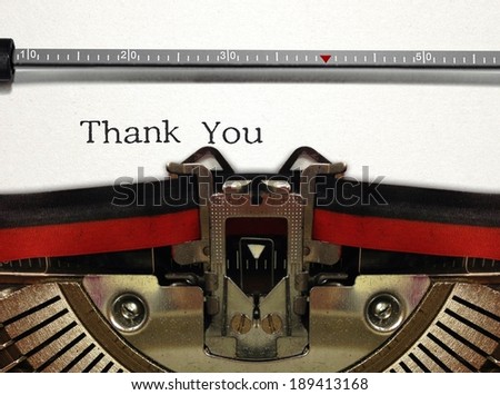 Typewriter Close Up with Thank You Word