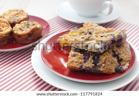 Oat squares and egg muffins for breakfast horizontal