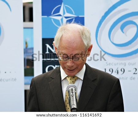 BRUSSELS, BELGIUM-JULY 21: Prime Minister of Belgium Herman Van Rompuy on opening of NATO Village in Parc de Bruxelles on Belgian National Day on July 21, 2009 in Brussels.