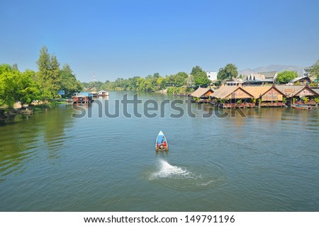 KANCHANABURI, THAILAND - DECEMBER, 24: River hotels and restaurants open doors for tourists on July 6, 2009 in Kanchanaburi, Thailand. 380 km long River Kwai is important part of Thailand economy