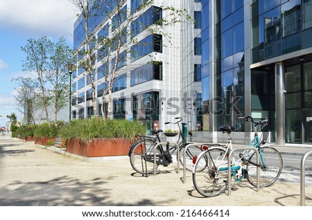 BRUSSELS, BELGIUM-AUGUST 18, 2014: European quarter in center of Brussels with buildings of European Commission institutions