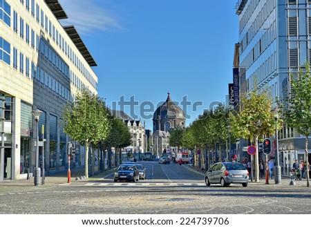 LIEGE, BELGIUM-OCTOBER 19, 2014: Shopping area in center of Liege. Current population of the city is about 200000 persons