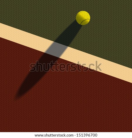 Vector image of a tennis ball on the court