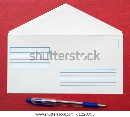 Postal envelope and pen