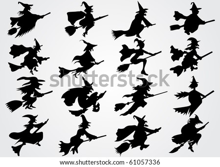 Witch'S Silhouette Stock Vector Illustration 61057336 : Shutterstock