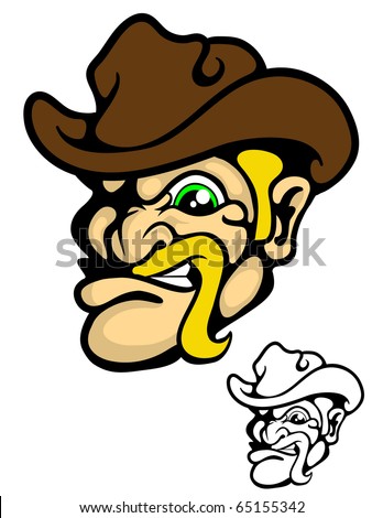 A Cartoon Cowboy Wearing A Hat. Stock Vector Illustration 65155342 ...