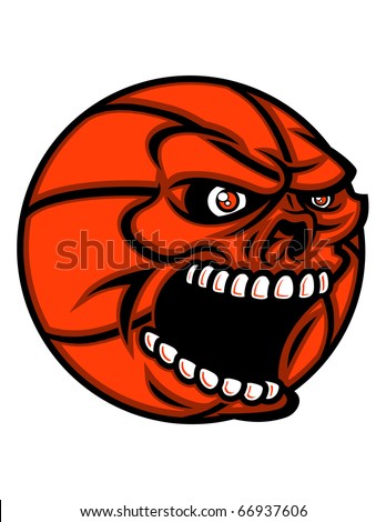 A Basketball With A Skull Face Sticking Out The Side. Stock Vector ...