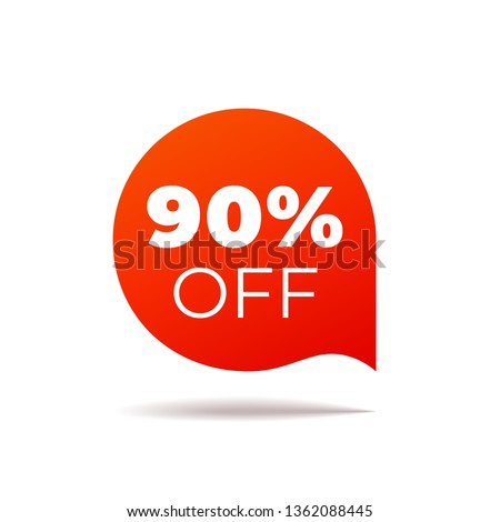 Red Vector Banner speech bubble on white background. 90 percent off