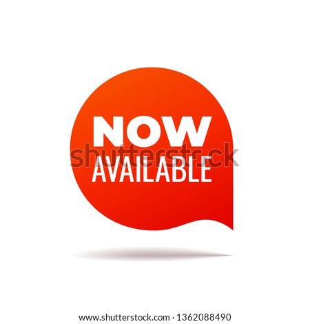 Red Vector Banner speech bubble on white background. Now Available 商業照片 © 