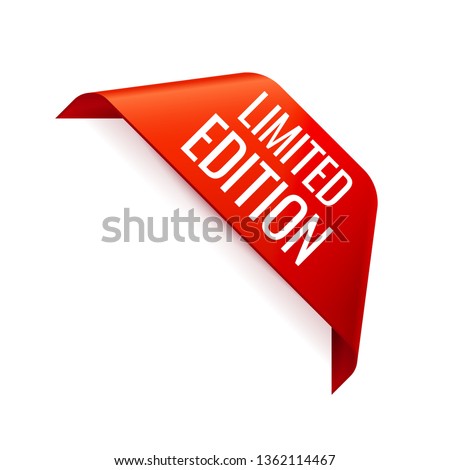 Red Vector Banner Ribbon on white background, corner ribbon. Limited Edition