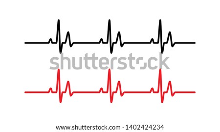 Heart beat line red and black - Vector