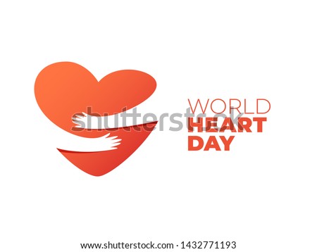World Heart Day, hands hugging heart symbol. Vector illustration of hands hugging heart, Heart Care concept