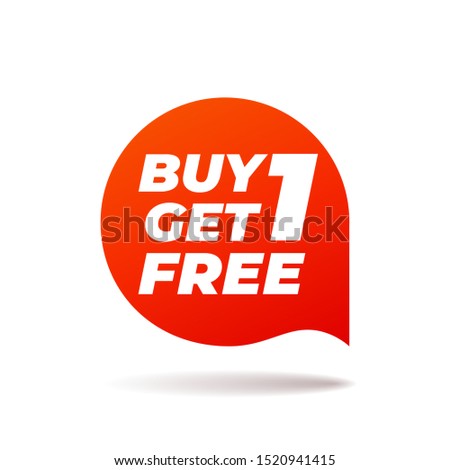 Red Vector Speech Bubble on white background. Buy 1 get 1 free