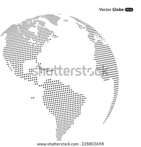 Vector abstract dotted globe, Central heating views over North and South America