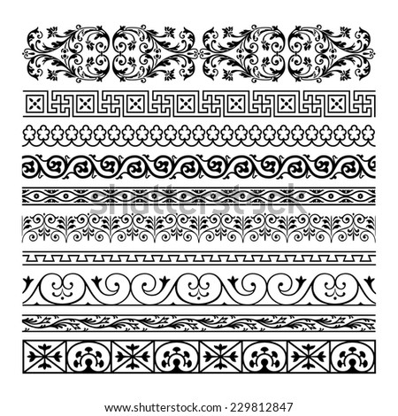 Sset vintage ornate border frame with retro ornament pattern in antique baroque style. Arabic decorative calligraphy design high quality