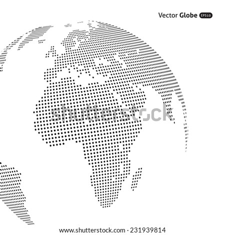 Vector abstract dotted globe, Central views of Africa
