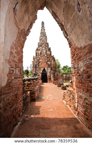 Ancient passage way and chedi at Ayuthaya, Thailand.