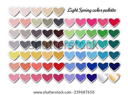 Women's seasonal colour palette for light spring type. Type of female appearance.