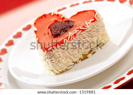 strawberries fancy cake on the plate