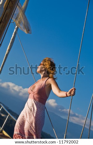 leisure series: beauty woman on the yacht