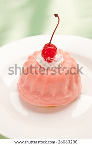 food serie: sweet fancy cake with cream and cherry