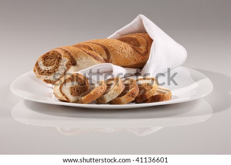 food series: stripped sliced bread on the plate