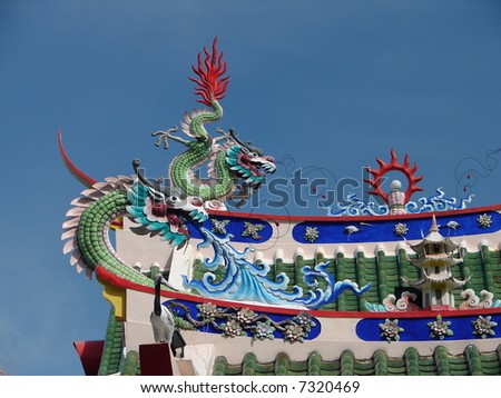 Authentic oriental temple roof architecture
