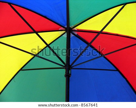 Big colorful umbrella,underneath closeup texture