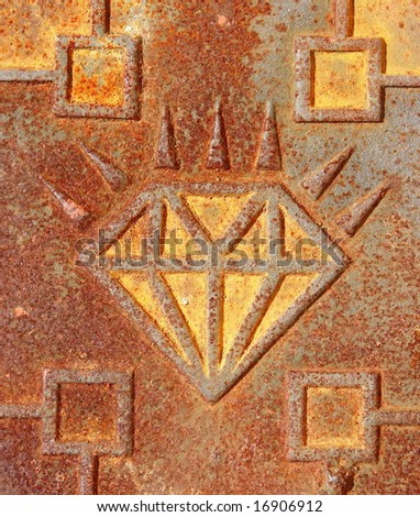 rusty cover background with Diamond sign
