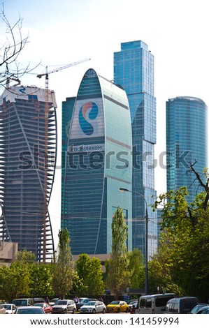 MOSCOW, RUSSIA - MAY 16: Cityscape of the Moscow, view to Moscow International Business Center on MAY 16, 2013. It is the biggest commercial district in central Moscow, Russia.
