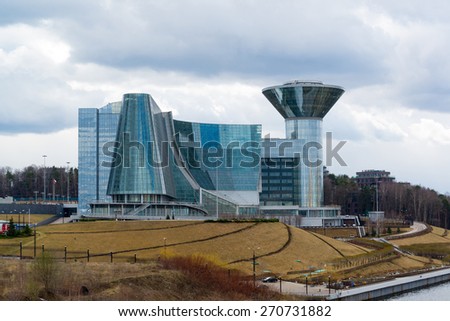 MOSCOW, RUSSIA - April 18, 2015. The House of a Moscow Oblast Government. Construction of House was started in 2004 and ended in 2007, architectural height of 82.00 m, and with 17 floors.